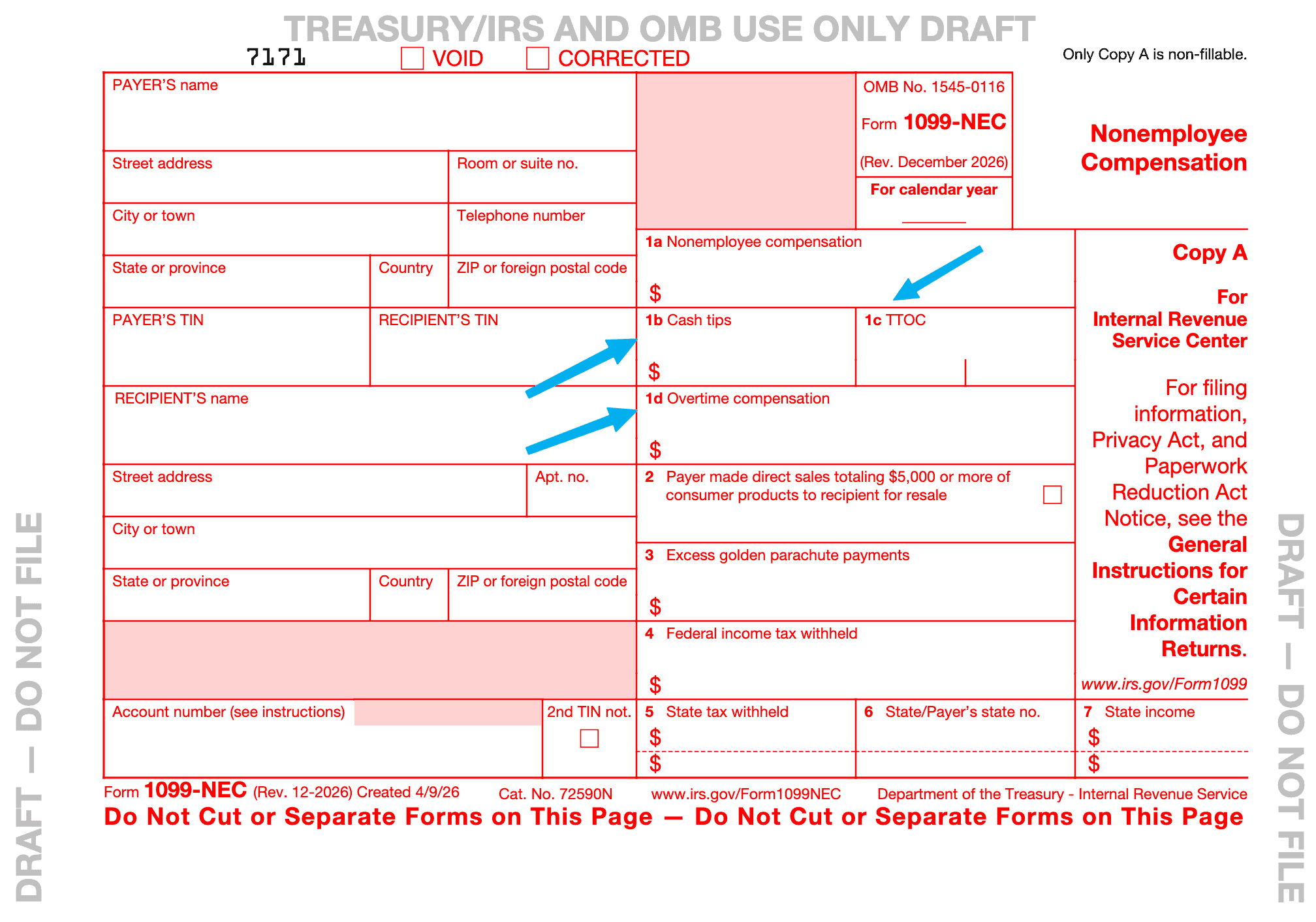 Draft 2026 Form 1099-NEC placeholder