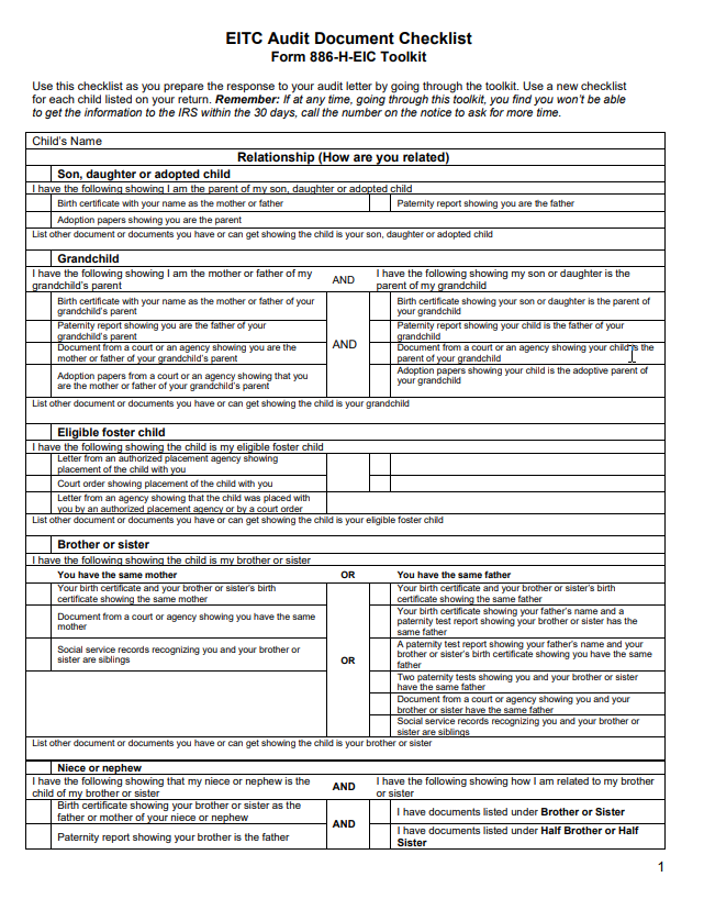 EITC Checklist 1 Image