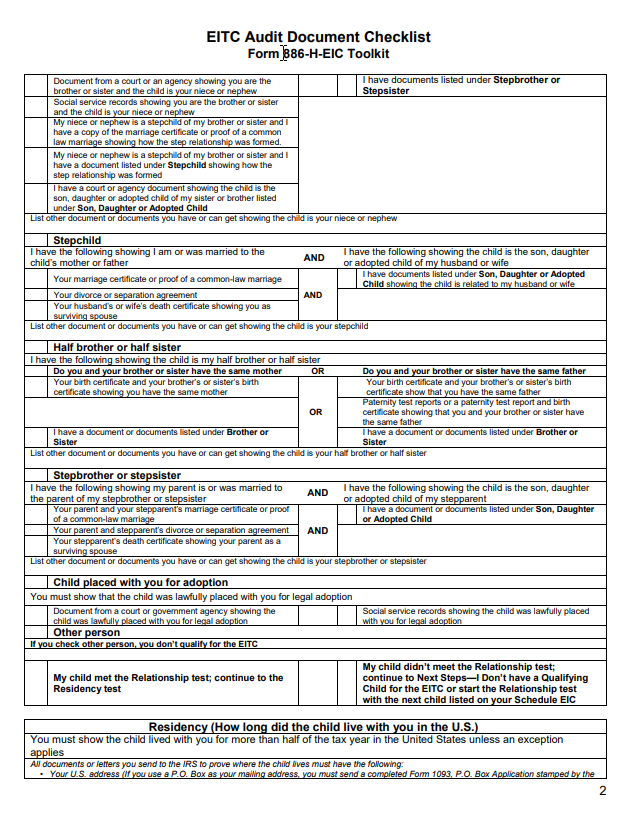 EITC Checklist 2 Image